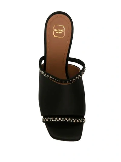 Shop Malone Souliers Laney Crystal-embellished Satin Sandals In Black
