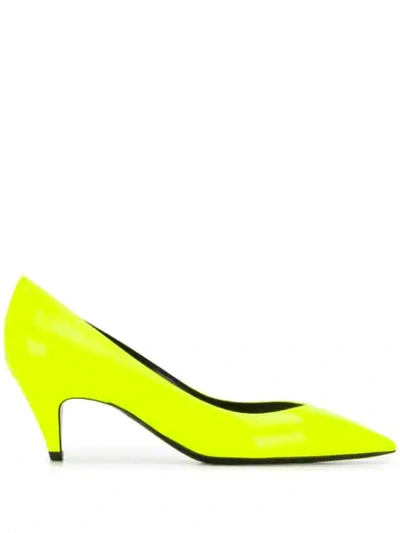 Shop Saint Laurent Kiki 55 Pumps In Yellow