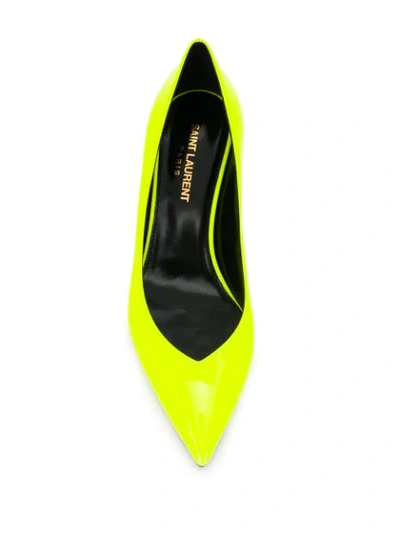 Shop Saint Laurent Kiki 55 Pumps In Yellow