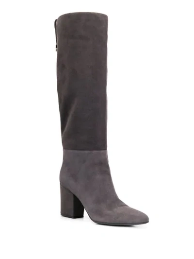 Shop Sergio Rossi Knee Length Leather Boots In Grey