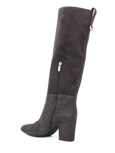 Shop Sergio Rossi Knee Length Leather Boots In Grey