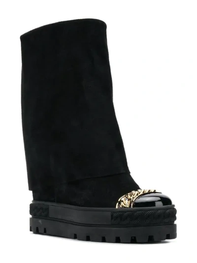 Shop Casadei Chaucer Chain-trimmed Boots - Black