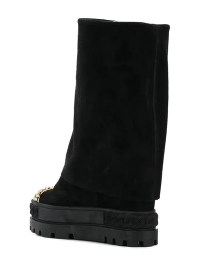 Shop Casadei Chaucer Chain-trimmed Boots - Black