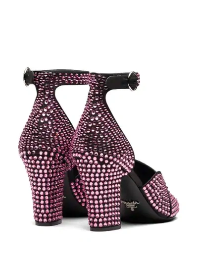 Shop Prada Rhinestone Embellished Sandals In Pink