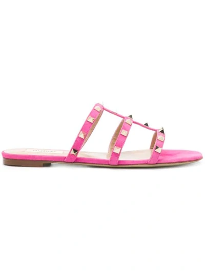 Shop Valentino Garavani Rockstud Open Back Sandals - Pink