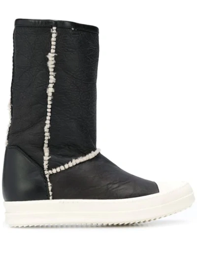 Shop Rick Owens Wool Trim Boots In Black