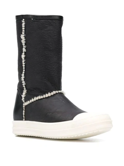 Shop Rick Owens Wool Trim Boots In Black