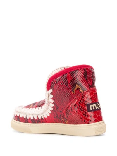 MOU WOVEN DETAIL BOOTS - 红色