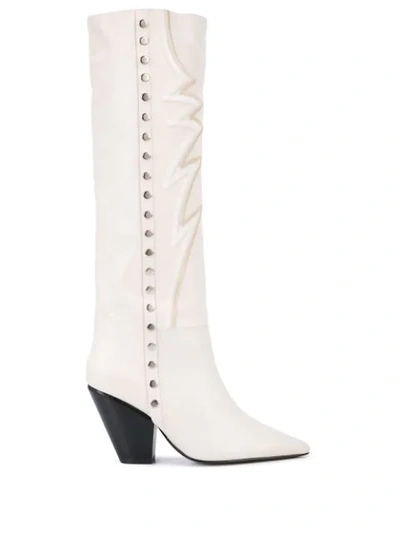 Shop Toga Embroidered Knee Boots In White
