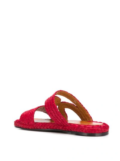 Shop Clergerie Braided Raffia Sandals In Red