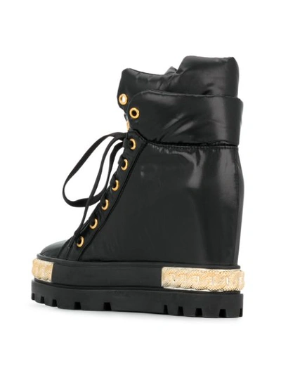 Shop Casadei Concealed Wedge Sneaker Boots - Black