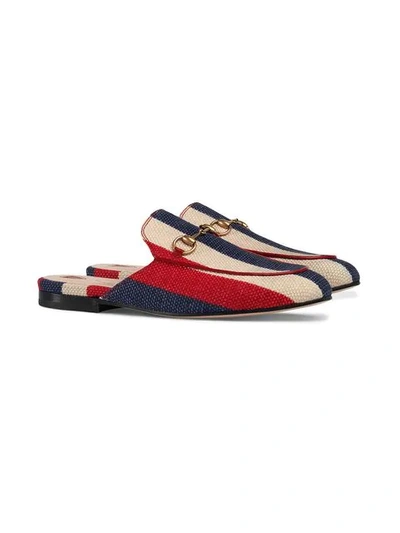 Shop Gucci Princetown Sylvie Canvas Slipper In Red