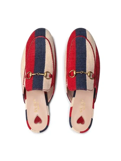 Shop Gucci Princetown Sylvie Canvas Slipper In Red