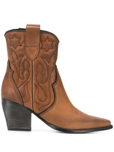 Shop Kennel & Schmenger Heeled Texan Boots In Brown