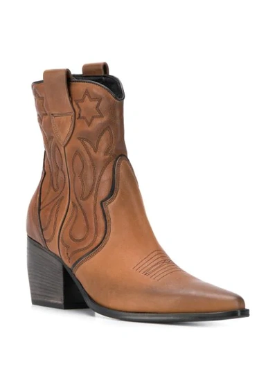 Shop Kennel & Schmenger Heeled Texan Boots In Brown