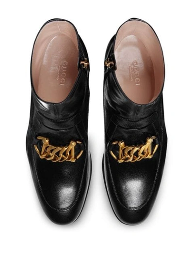 Shop Gucci Horsebit Chain Loafer Boots In Black