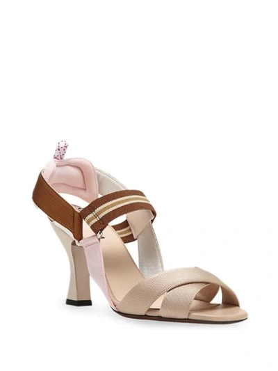 Shop Fendi Technical Fabric Sandals In Neutrals