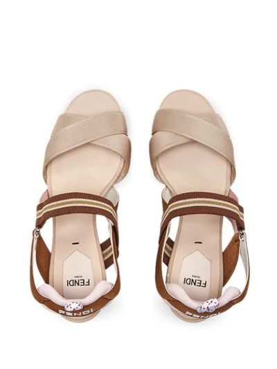 Shop Fendi Technical Fabric Sandals In Neutrals