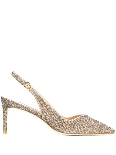 Shop Stuart Weitzman Edith 70 Slingback Pumps In Metallic