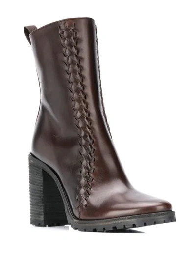 Shop Haider Ackermann Woven Ankle Boots In Brown