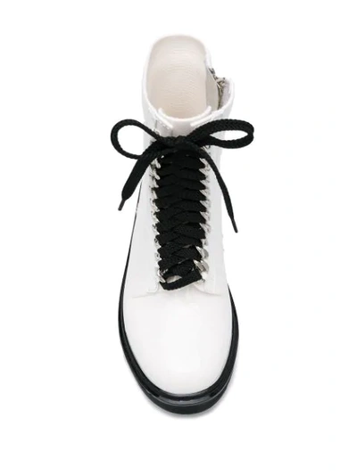 Shop Casadei Contrast Lace-up Boots In White