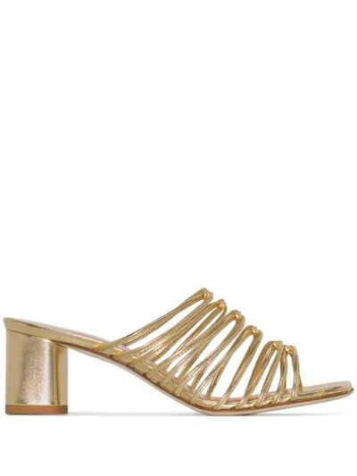 Shop Aeyde Multi-strap Pearl Sandals In Metallic