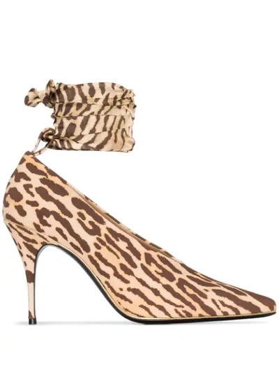 ZIMMERMANN BROWN ANIMAL PRINT WRAP AROUND TIE PUMPS - 棕色