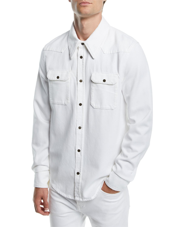 mens denim snap front shirt