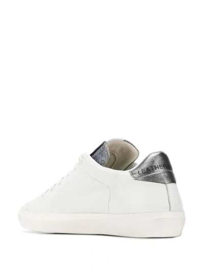 Shop Leather Crown Glitter Detail Sneakers In White