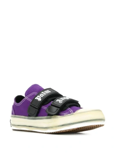Shop Palm Angels Low-top Touch-strap Sneakers In Purple