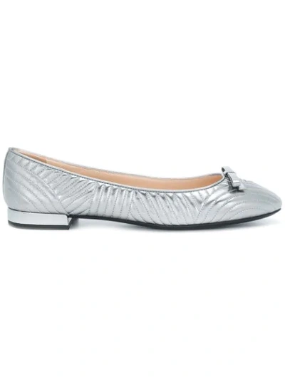 Shop Prada Quilted Ballerina Shoes - Metallic