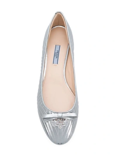 Shop Prada Quilted Ballerina Shoes - Metallic