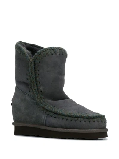 Shop Mou Inner Wedge Boots In Grey