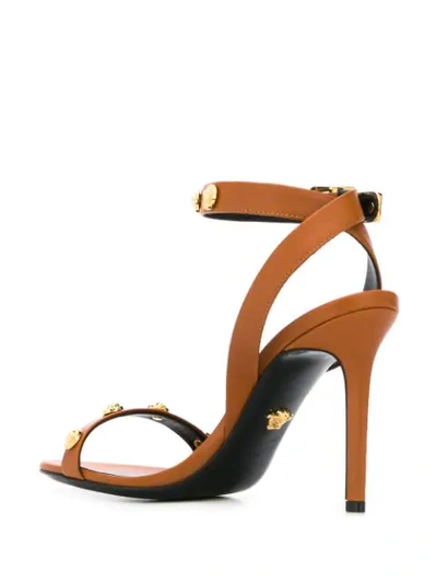 Shop Versace Medusa Stud Icon Sandals In Neutrals