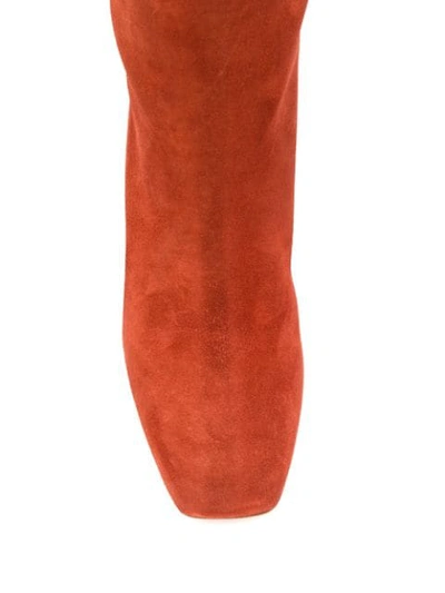 Shop Ferragamo Mirror Heel Gancini Boots In Orange