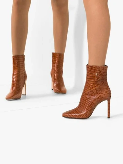 Shop Jimmy Choo Minori 100mm Ankle Boots In Brown
