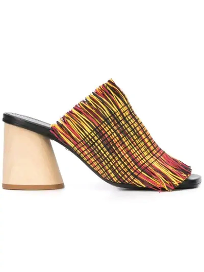 Shop Proenza Schouler Fringed Wood Heel Mules In Multicolour