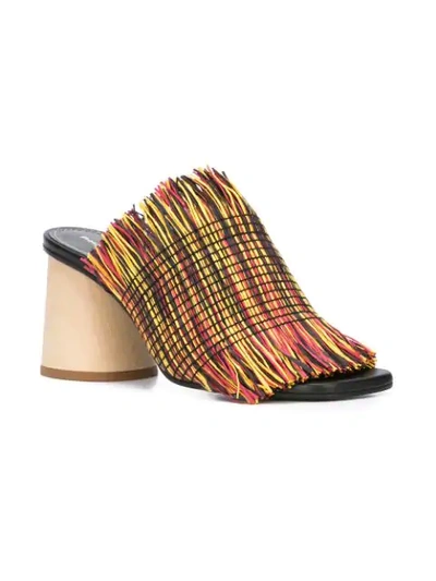 Shop Proenza Schouler Fringed Wood Heel Mules In Multicolour