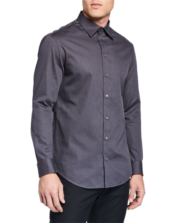Emporio Armani Men's Tonal Texture Sport Shirt In Black | ModeSens