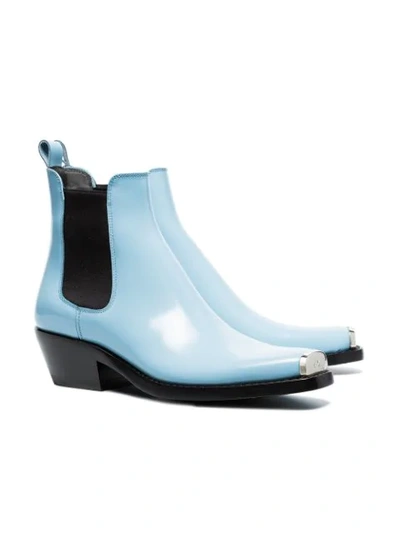 Shop Calvin Klein 205w39nyc Blue Claire 40 Leather Western Boots In Celeste (blue)