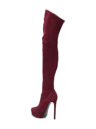 Shop Casadei Stiletto Thigh Length Boots - Red