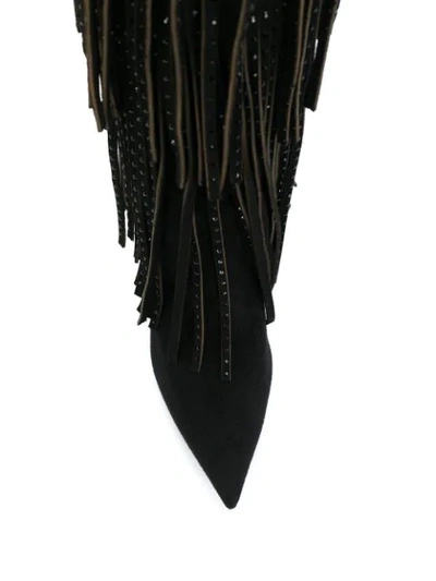 Shop Philipp Plein Fringed High Boots In Black