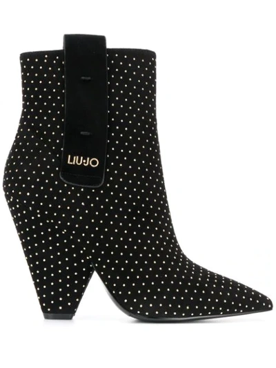 Shop Liu •jo Embellished Ankle Boots In Black