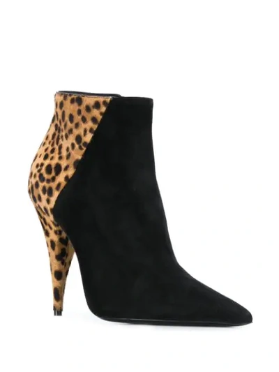 Shop Saint Laurent Kiki Leopard Print Ankle Boots In Black