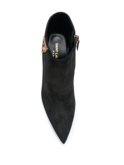 Shop Saint Laurent Kiki Leopard Print Ankle Boots In Black