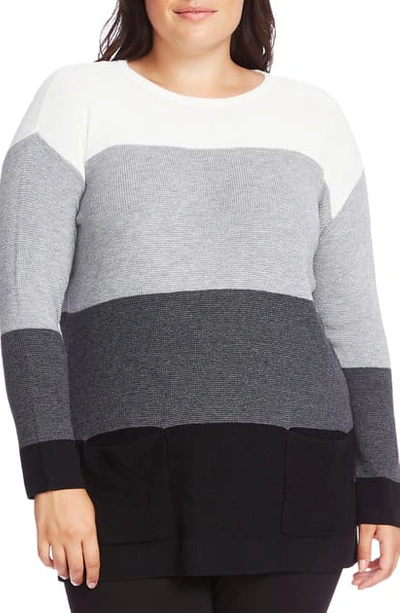 Shop Vince Camuto Colorblock Pocket Sweater In Antique White