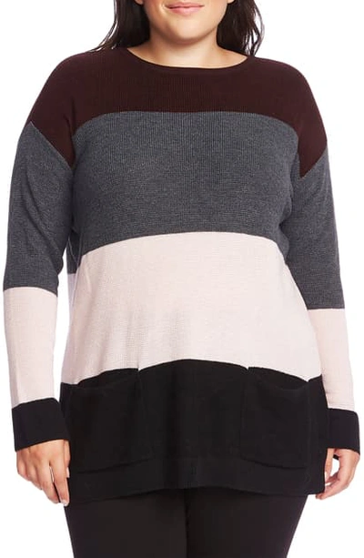 Shop Vince Camuto Colorblock Pocket Sweater In Port