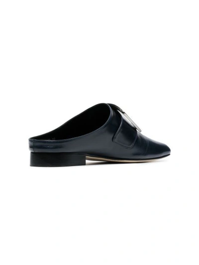 Shop Dorateymur Navy Blue Han Buckled Leather Loafers