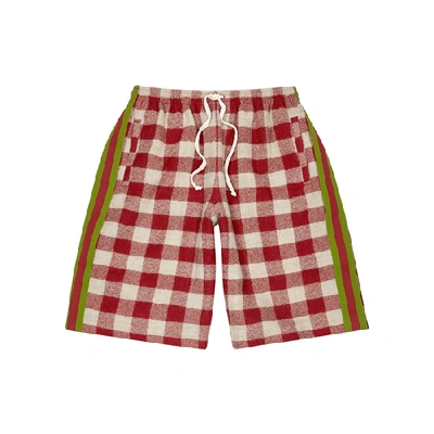 Shop Gucci Red Checked Wool Shorts In Red And White