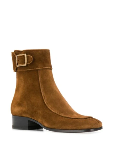 Shop Saint Laurent Miles Ankle Boots In Brown